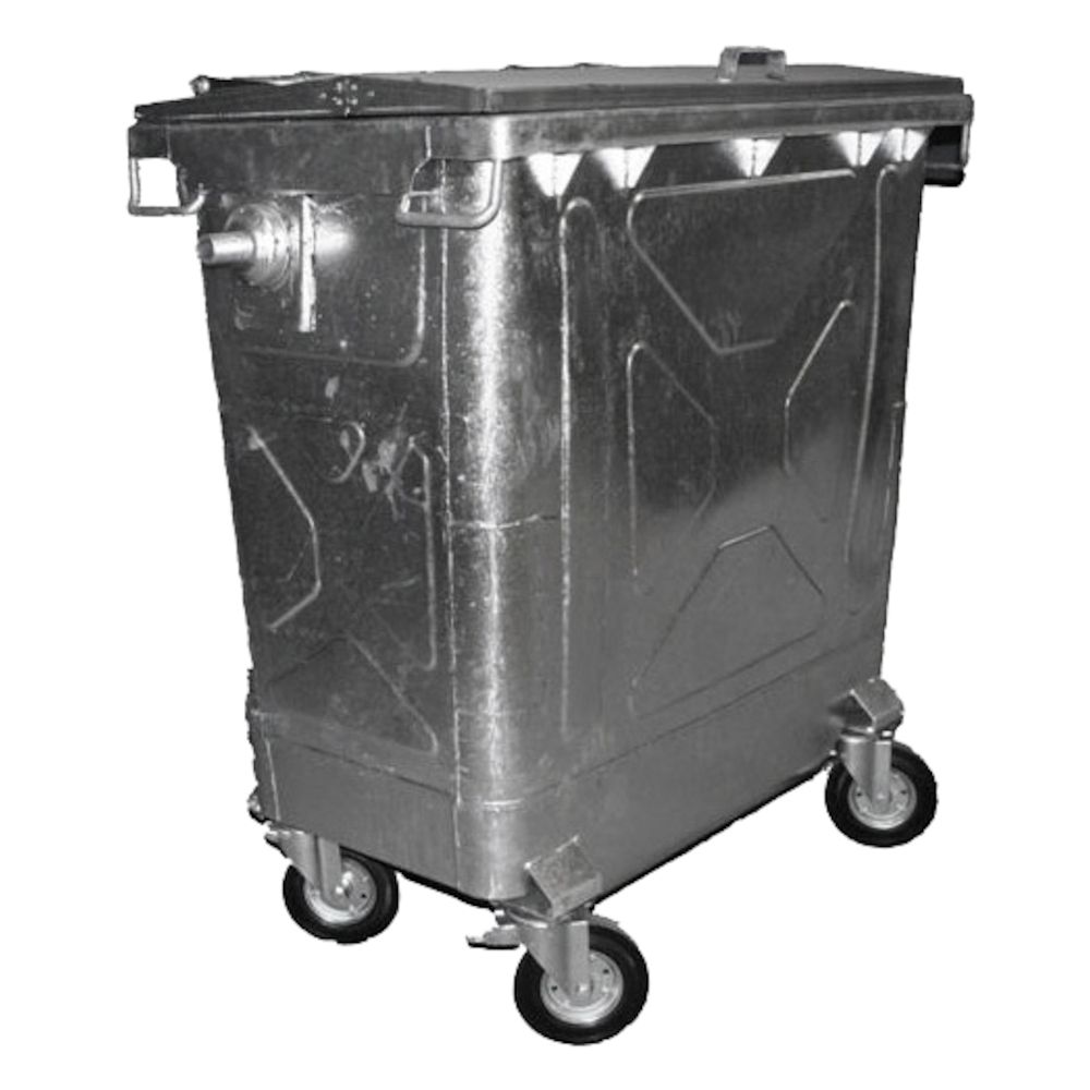 Affaldscontainer, 770 l, galvaniseret stål, UV-resistent, ti